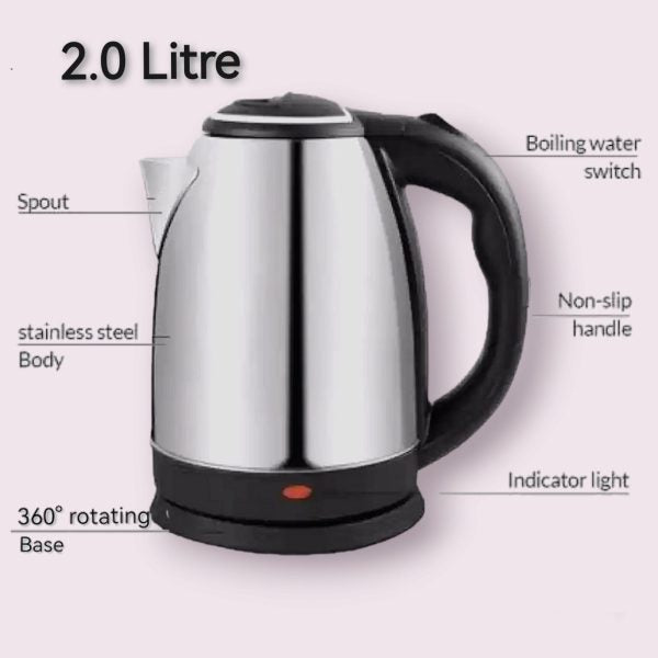 Automatic Electric Kettle 2.0L – Stainless Steel Hot Water Boiler With Auto Shut-Off