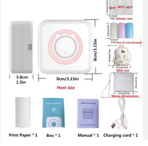 Wireless Portable Mobile Printer Machine Support IOS Android Thermal Printer for Notes Memo Photo Mini Pocket Sticker Printer